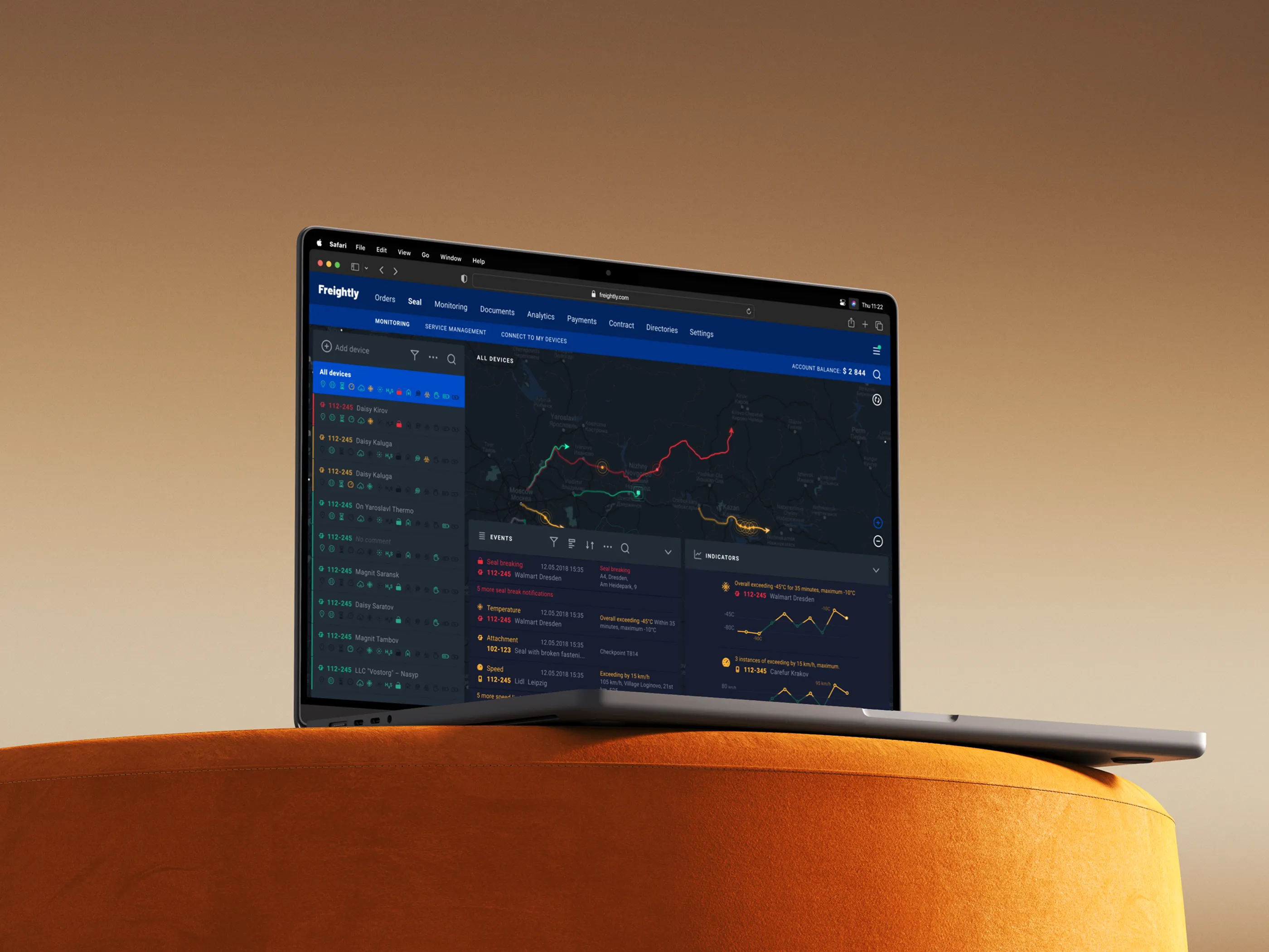 Route optimization screen