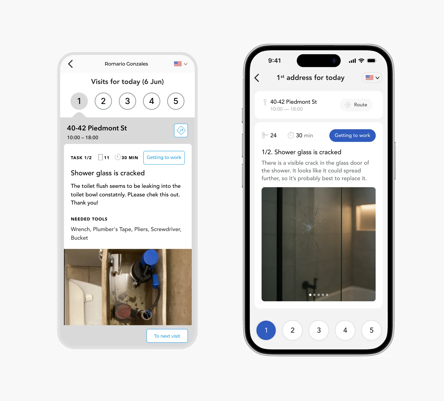 Route optimization screen