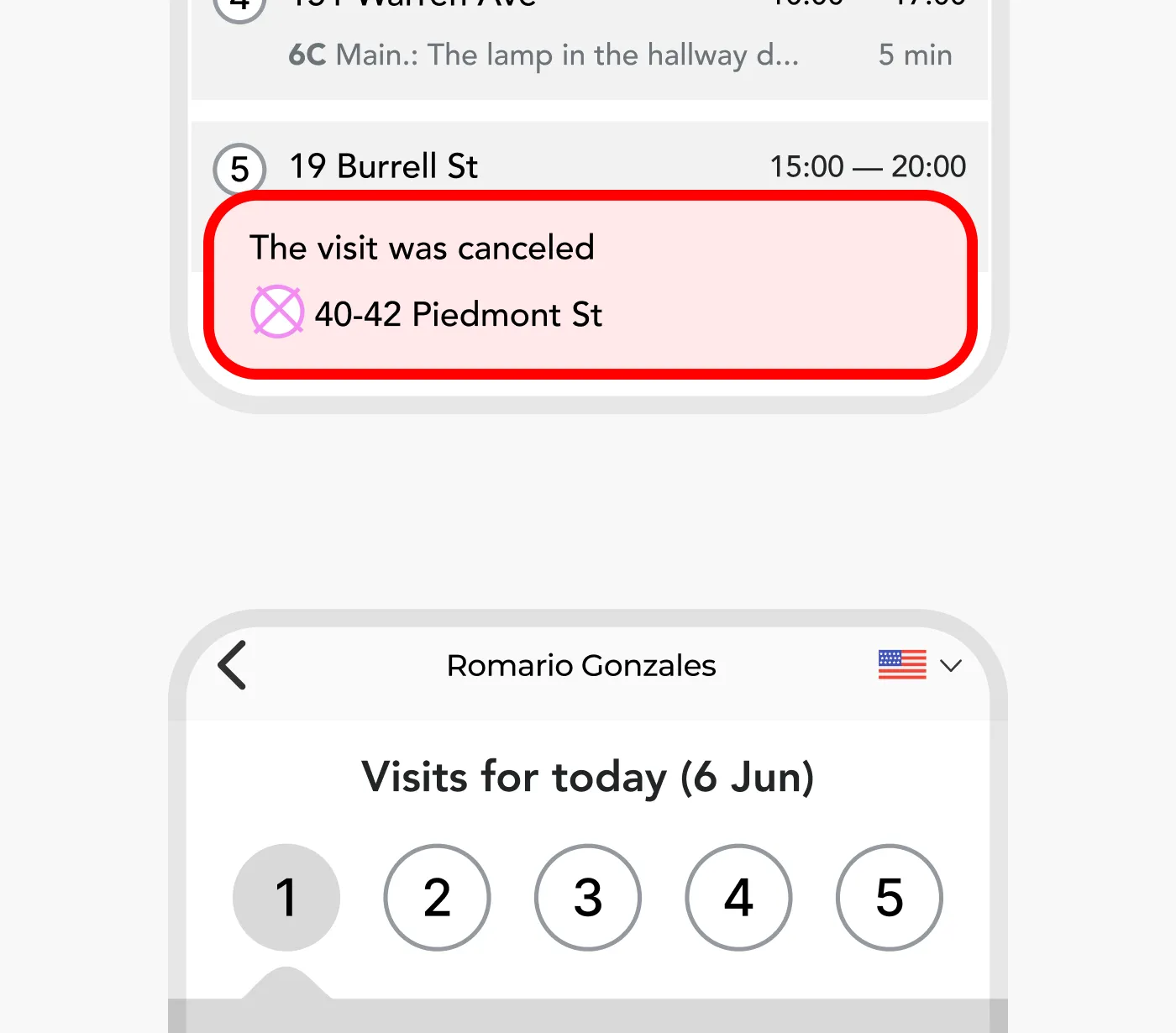 Route optimization screen