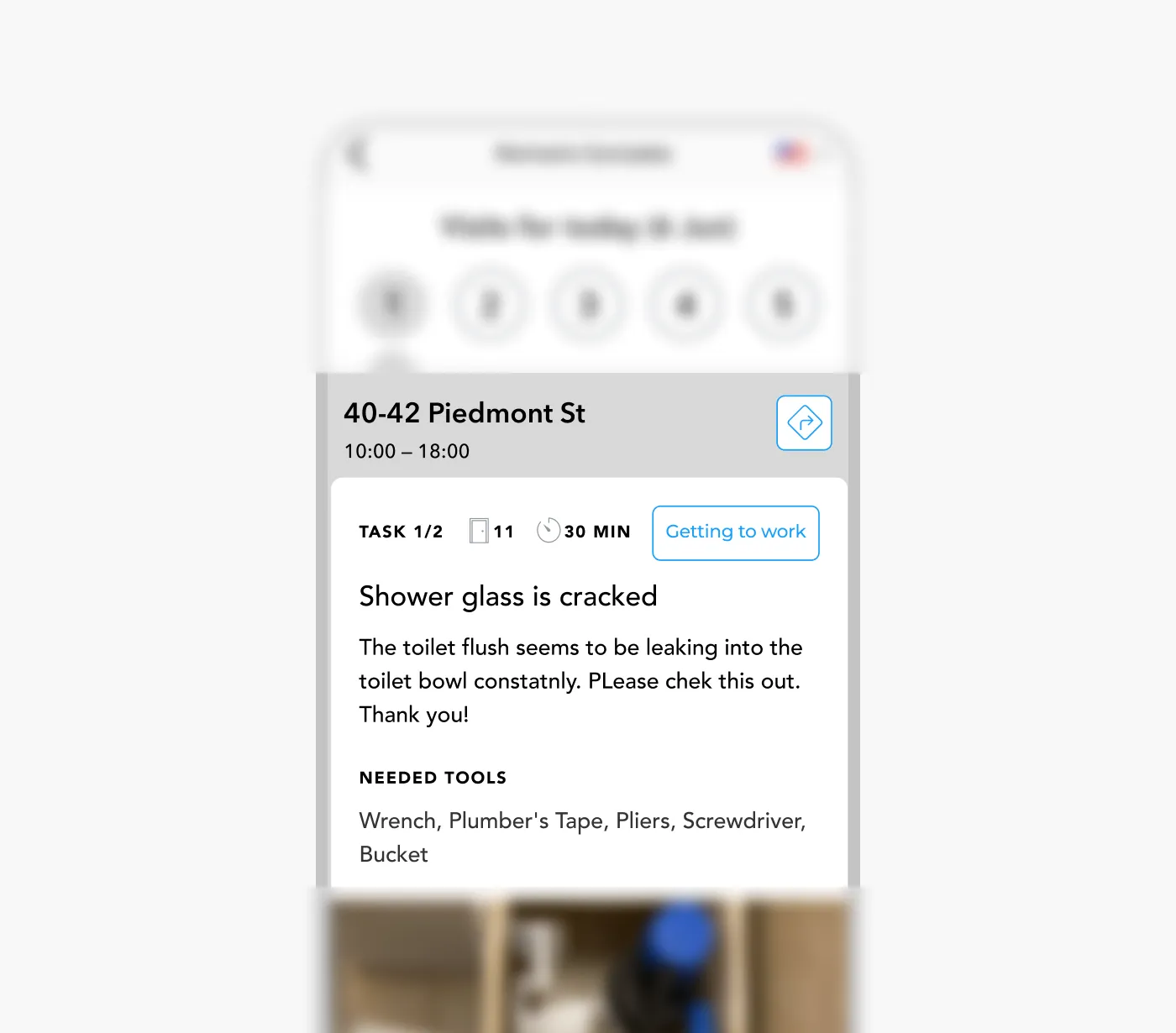 Route optimization screen