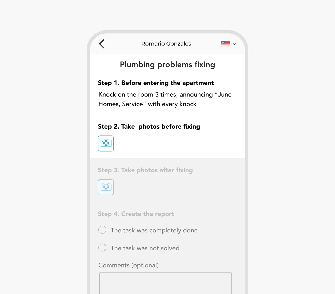 Route optimization screen