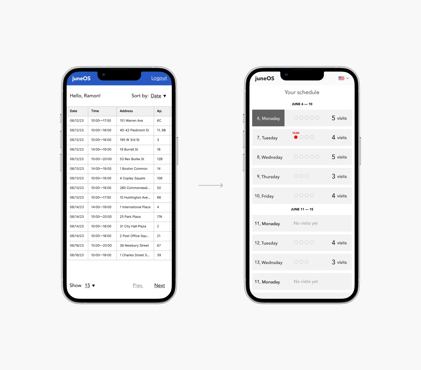 Route optimization screen