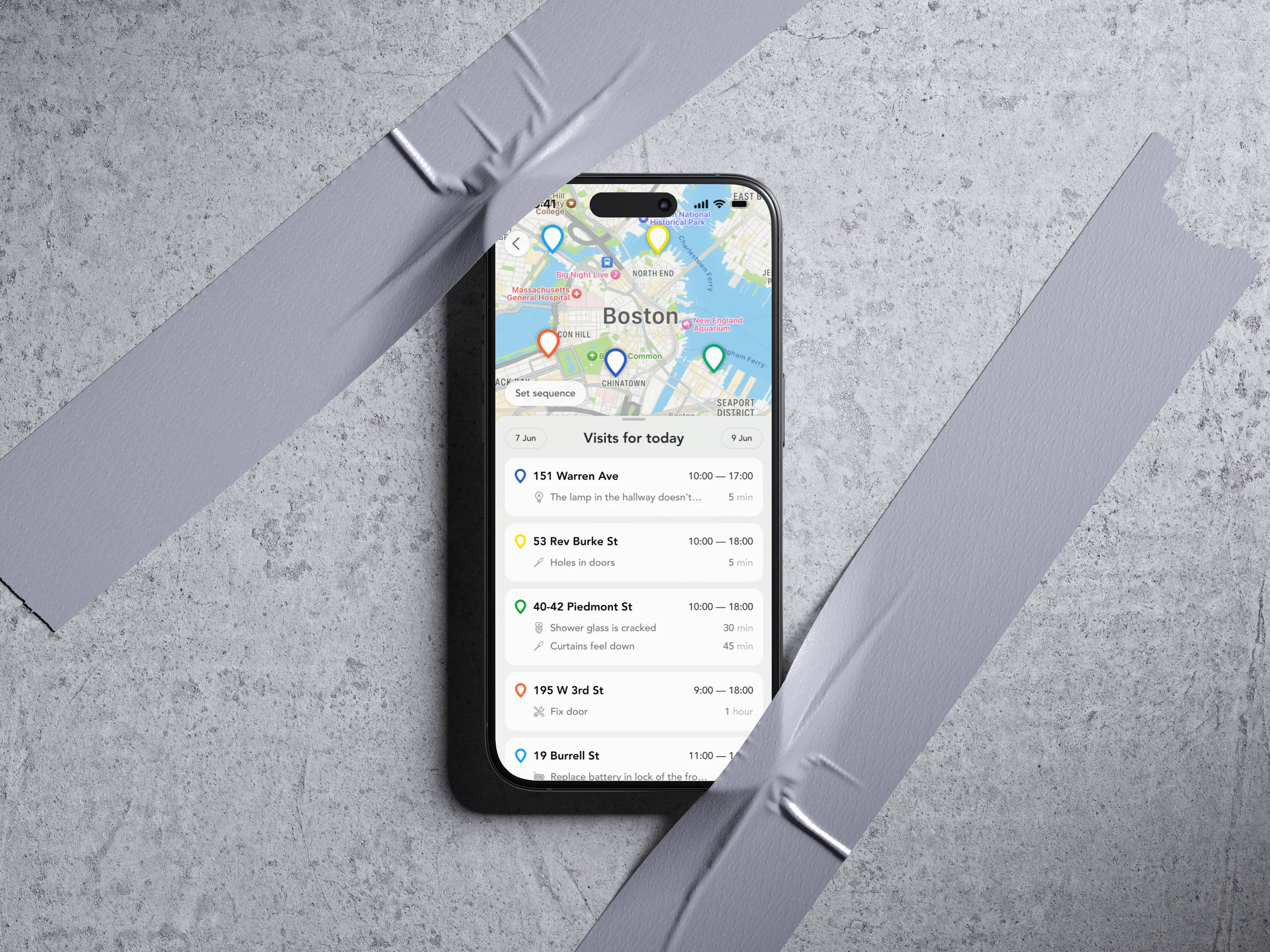 Route optimization screen